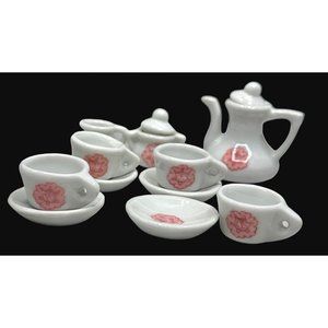 Vintage Pretty Port Ltd Miniature Tea Pot Sugar Creamer Dollhouse Tea Set